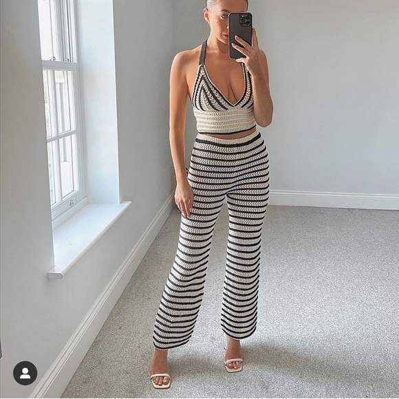 Zara | Pants u0026 Jumpsuits | Zara 2 Piece Striped Knit Pants And Matching  Crop Top Set | Poshmark